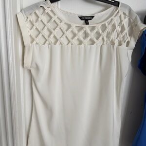 Express Women's Ivory Blouse with Geometric Detail size S $10